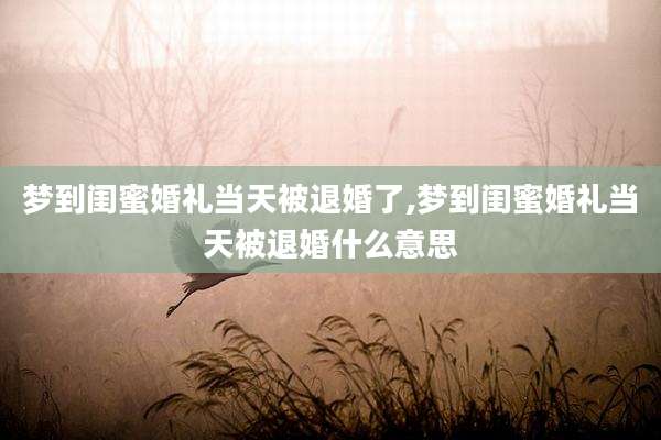 梦到闺蜜婚礼当天被退婚了,梦到闺蜜婚礼当天被退婚什么意思
