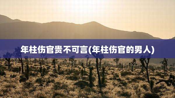 年柱伤官贵不可言(年柱伤官的男人)