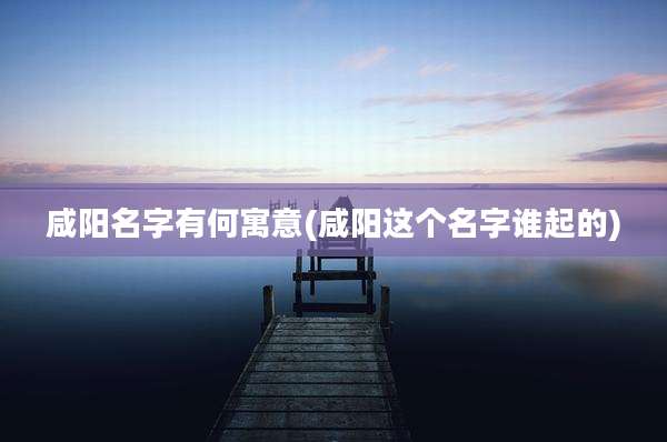咸阳名字有何寓意(咸阳这个名字谁起的)