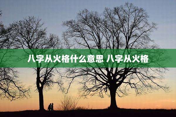 八字从火格什么意思 八字从火格