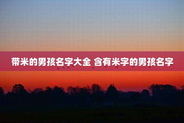 带米的男孩名字大全 含有米字的男孩名字