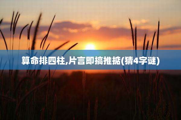 算命排四柱,片言即搞推掂(猜4字谜)