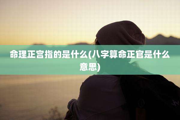 命理正宫指的是什么(八字算命正官是什么意思)
