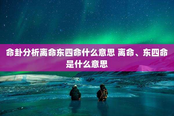 命卦分析离命东四命什么意思 离命、东四命是什么意思