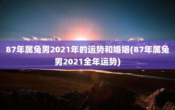 87年属兔男2021年的运势和婚姻(87年属兔男2021全年运势)
