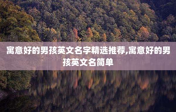 寓意好的男孩英文名字精选推荐,寓意好的男孩英文名简单
