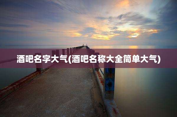 酒吧名字大气(酒吧名称大全简单大气)