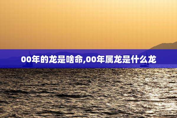 00年的龙是啥命,00年属龙是什么龙