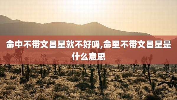 命中不带文昌星就不好吗,命里不带文昌星是什么意思