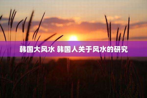 韩国大风水 韩国人关于风水的研究