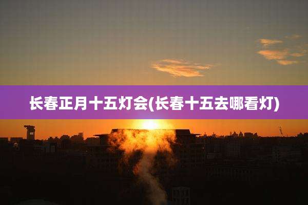 长春正月十五灯会(长春十五去哪看灯)