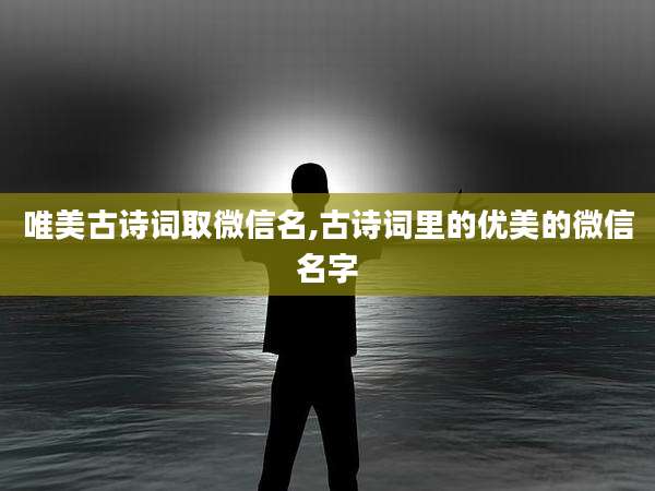 唯美古诗词取微信名,古诗词里的优美的微信名字