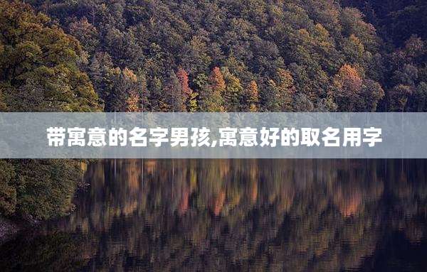 带寓意的名字男孩,寓意好的取名用字