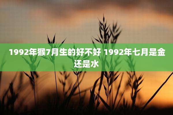 1992年猴7月生的好不好 1992年七月是金还是水