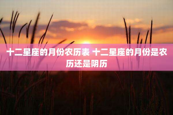 十二星座的月份农历表 十二星座的月份是农历还是阴历