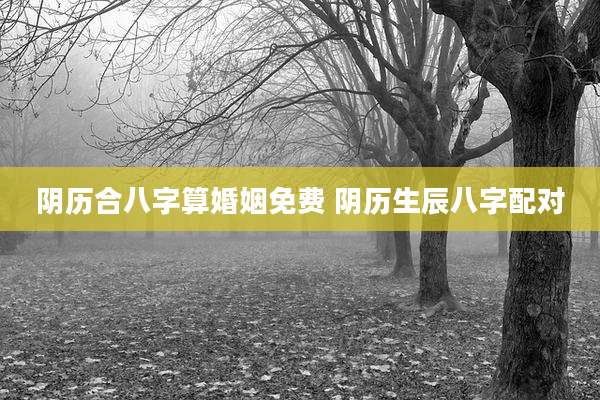 阴历合八字算婚姻免费 阴历生辰八字配对