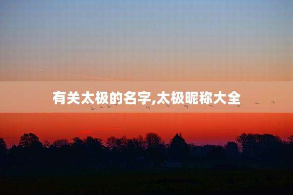 有关太极的名字,太极昵称大全