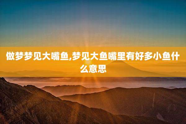 做梦梦见大嘴鱼,梦见大鱼嘴里有好多小鱼什么意思