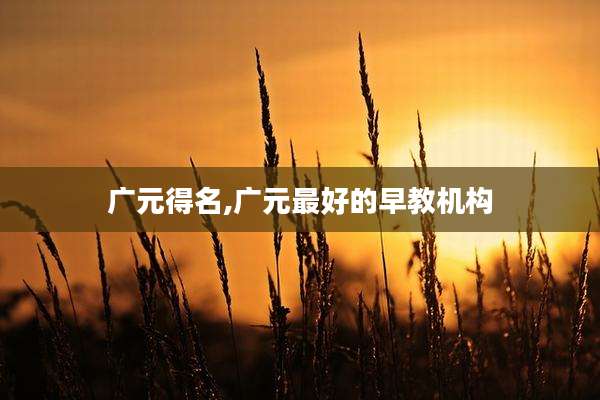 广元得名,广元最好的早教机构