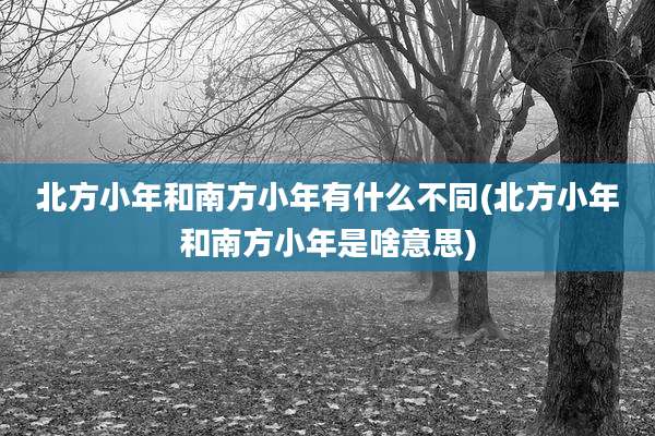北方小年和南方小年有什么不同(北方小年和南方小年是啥意思)