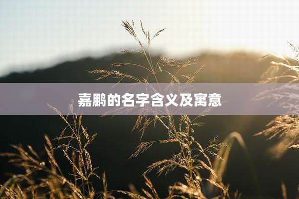 嘉鹏的名字含义及寓意