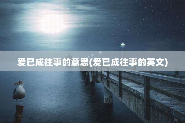 爱已成往事的意思(爱已成往事的英文)
