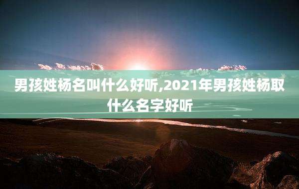 男孩姓杨名叫什么好听,2021年男孩姓杨取什么名字好听