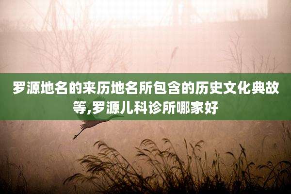 罗源地名的来历地名所包含的历史文化典故等,罗源儿科诊所哪家好