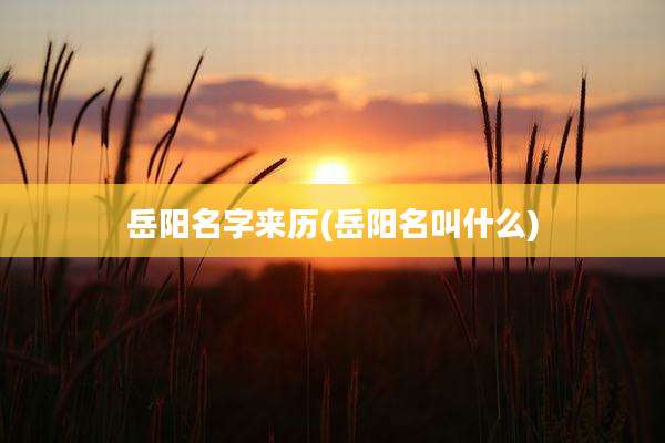 岳阳名字来历(岳阳名叫什么)