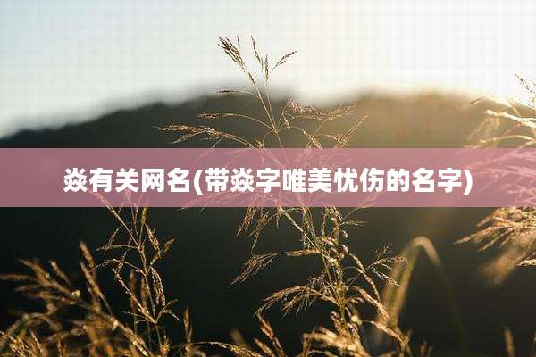 焱有关网名(带焱字唯美忧伤的名字)