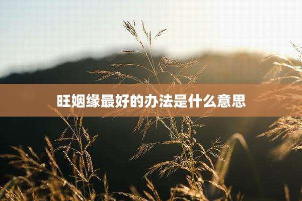 旺姻缘最好的办法是什么意思