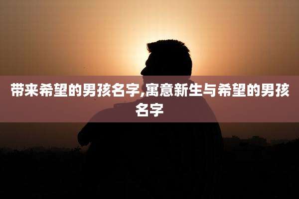 带来希望的男孩名字,寓意新生与希望的男孩名字