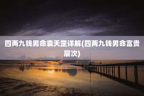 四两九钱男命袁天罡详解(四两九钱男命富贵层次)