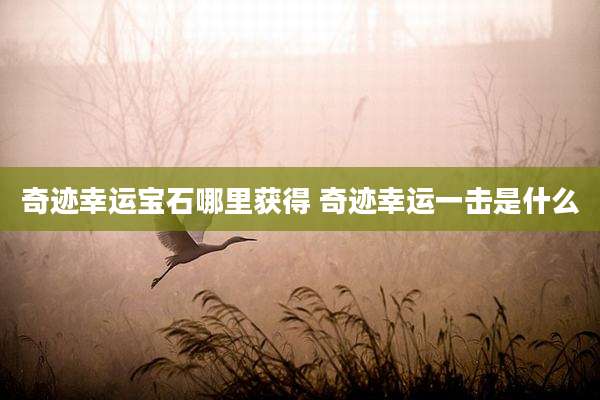 奇迹幸运宝石哪里获得 奇迹幸运一击是什么