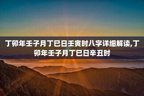 丁卯年壬子月丁巳日壬寅时八字详细解读,丁卯年壬子月丁巳日辛丑时