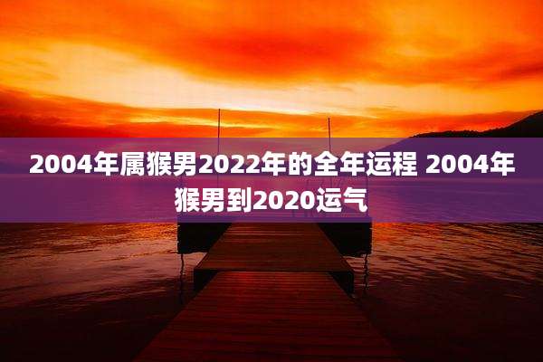 2004年属猴男2022年的全年运程 2004年猴男到2020运气