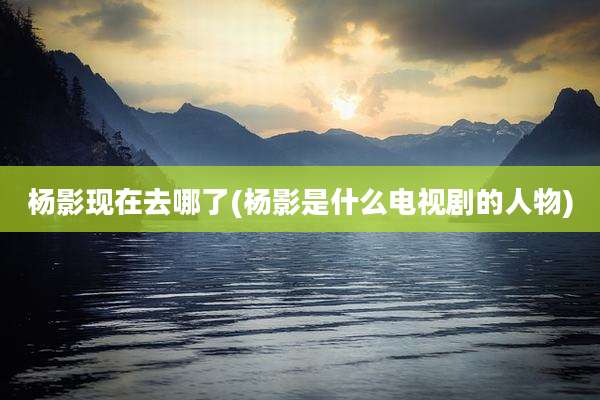 杨影现在去哪了(杨影是什么电视剧的人物)