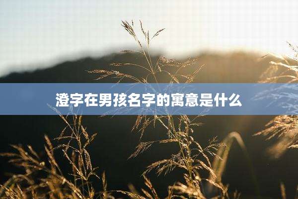 澄字在男孩名字的寓意是什么