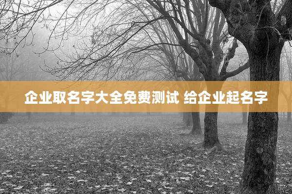企业取名字大全免费测试 给企业起名字