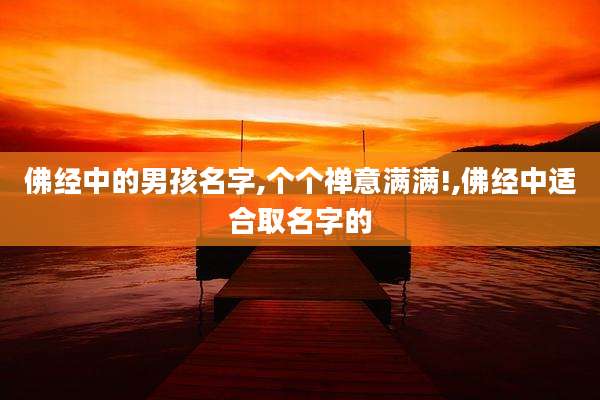 佛经中的男孩名字,个个禅意满满!,佛经中适合取名字的