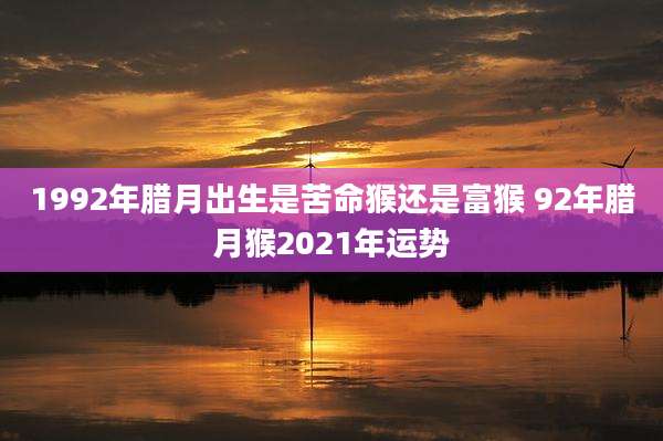 1992年腊月出生是苦命猴还是富猴 92年腊月猴2021年运势