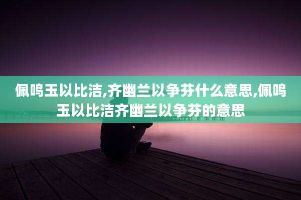 佩鸣玉以比洁,齐幽兰以争芬什么意思,佩鸣玉以比洁齐幽兰以争芬的意思