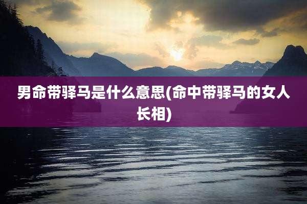 男命带驿马是什么意思(命中带驿马的女人长相)