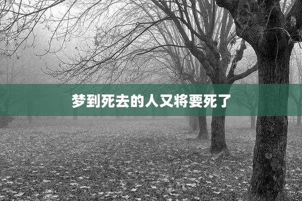 梦到死去的人又将要死了