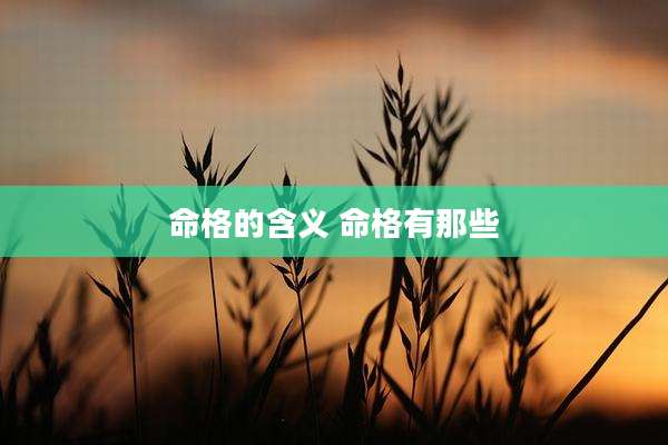 命格的含义 命格有那些
