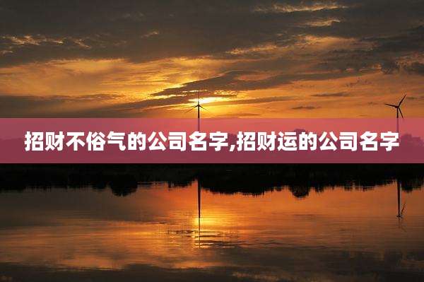 招财不俗气的公司名字,招财运的公司名字