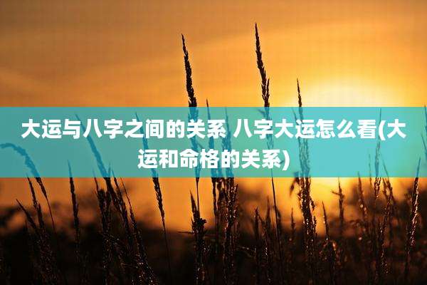 大运与八字之间的关系 八字大运怎么看(大运和命格的关系)