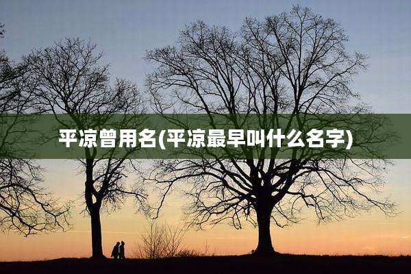 平凉曾用名(平凉最早叫什么名字)