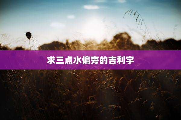 求三点水偏旁的吉利字