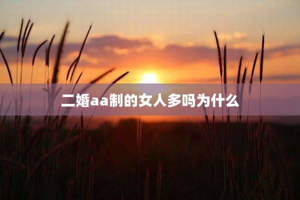 二婚aa制的女人多吗为什么